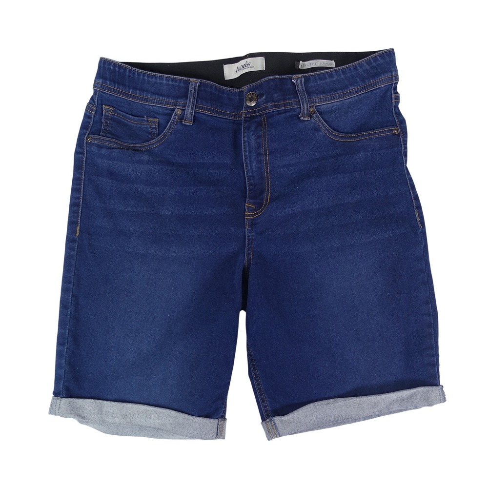 Angels Forever Young Girls Sculpt Bermuda Shorts Dark Wash Blue Denim Size 14